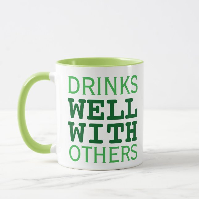 Drinks Well With Others St Patricks Day Gifts Mug (Left)