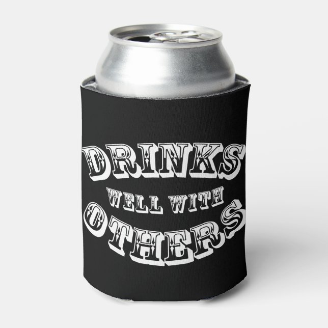 Drinks Well With Others Vintage Style Can Cooler (Can Front)