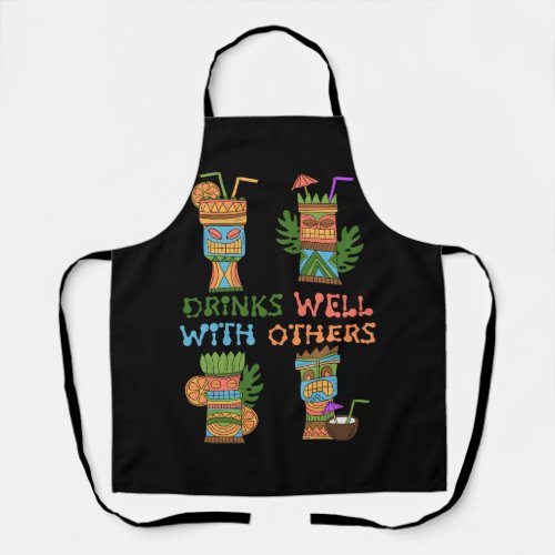 Drinks Well With Others Women Tiki Hawaii Hawaiian Apron