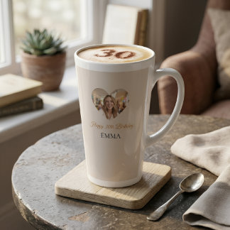 drinkware birthday personalized photo, Birthday Latte Mug