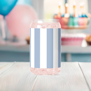 Drinkware Set Blue & White Stripe Can Glass