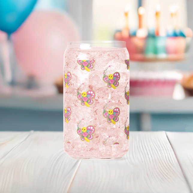 Drinkware Set Cute Colorful Butterfly  Can Glass (Insitu (Baby Shower))