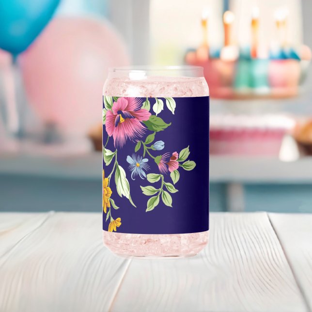 Drinkware Set Floral Blue Can Glass (Insitu (Baby Shower))