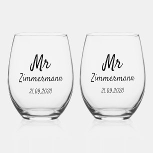 Drinkware Set - Mr and Mr Zimmermann Design Stemless Wine Glass