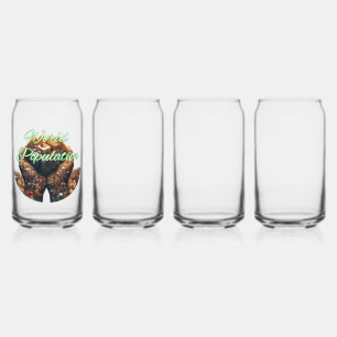 Drinkware Style: Printed Can Glass, Set: Set of 4, Glass