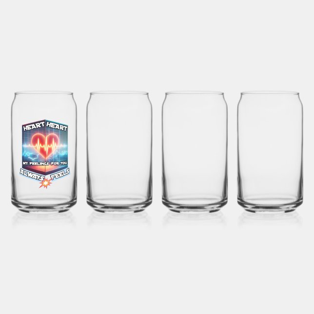 Drinkware Style: Printed Can Glass, Set: Set of 4, Glass (Front)