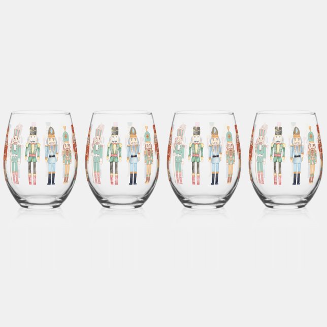 Drinkware Style:Stemless Wine Glass,Set:Nutcracker Stemless Wine Glass (Front)