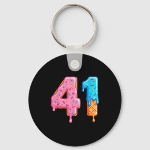 Drip 41 Meme Cool Baseball Style Number Forty One  Keychain