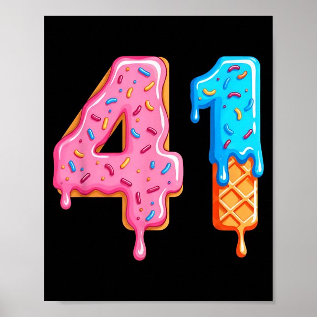 Drip 41 Meme Cool Baseball Style Number Forty One  Poster (Front)