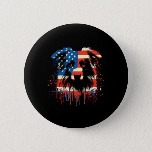 Drip Australian Shepherd American Usa Flag 4th Of  Button