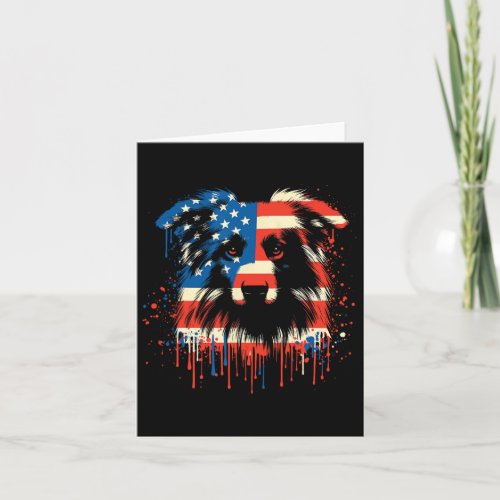 Drip Australian Shepherd American Usa Flag 4th Of  Card