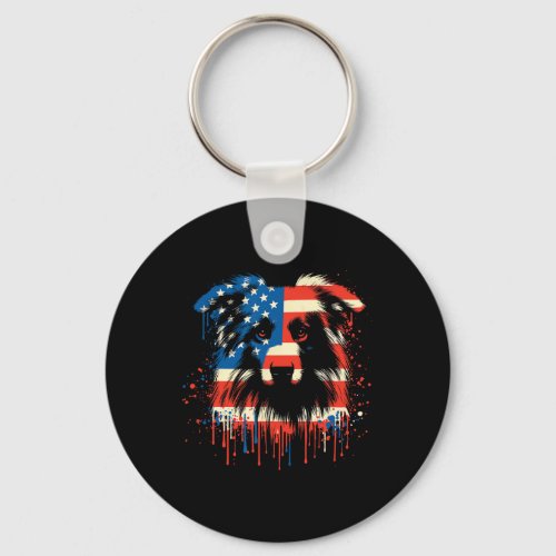 Drip Australian Shepherd American Usa Flag 4th Of  Keychain