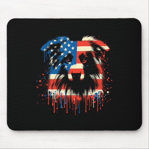 Drip Australian Shepherd American Usa Flag 4th Of  Mouse Pad