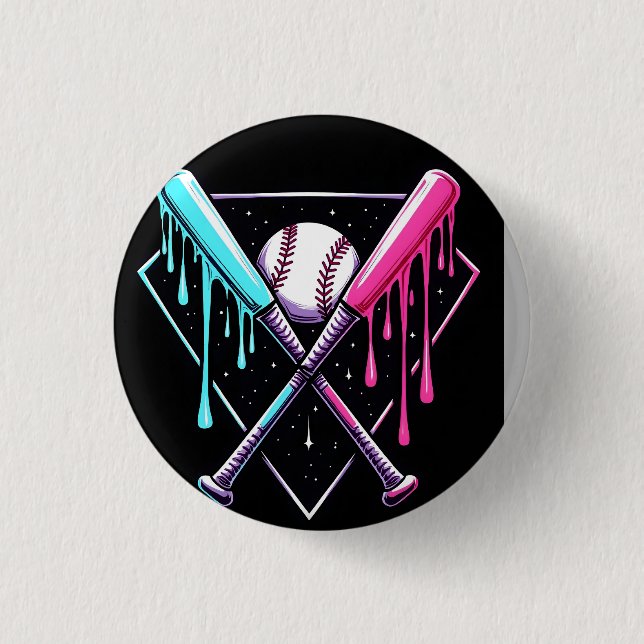 Drip Baseball Bat Magic – Neon Splash Home Plate Button (Front)
