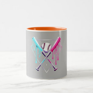 Drip Baseball Bat Magic – Neon Splash Home Plate Two-Tone Coffee Mug