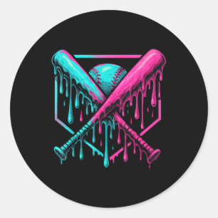 Drip Boys Baseball Bat And  Classic Round Sticker