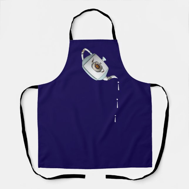 Drip Drip Teapot Dk Blue    Apron (Front)