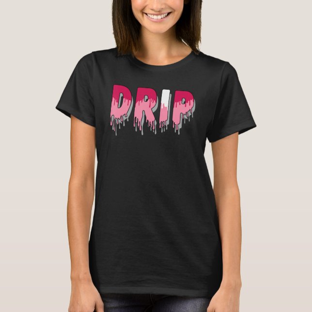 Drip Dripping Coral Chalk 1s Matching T-Shirt (Front)