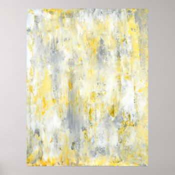 'drip' Gray And Yellow Abstract Art Poster Print by T30Gallery at Zazzle
