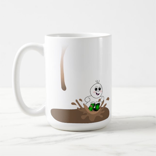 Drip Guy Splashing in Coffee Puddle Coffee Mug (Left)