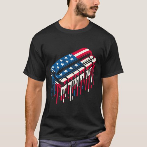 Drip Harmonica American Usa Flag 4th Of July Harmo T_Shirt