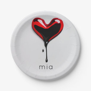 Drip Heart Graffiti – Custom Name Party decor Paper Plates