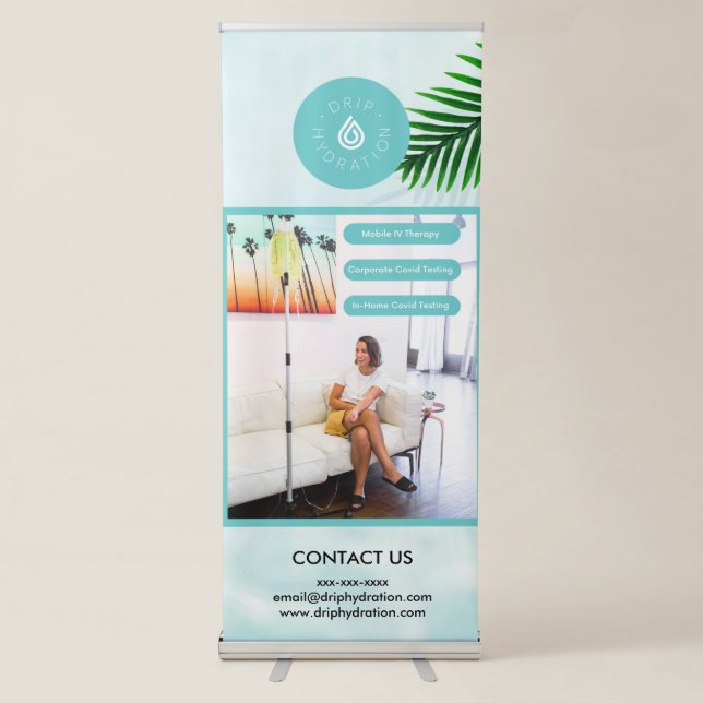 Drip Hydration- Retractable Design with Image Banner (Front)