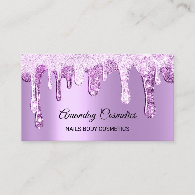 Drip Nails Wax Makeup Body Cosmetics Purple Violet Business Card (Front)