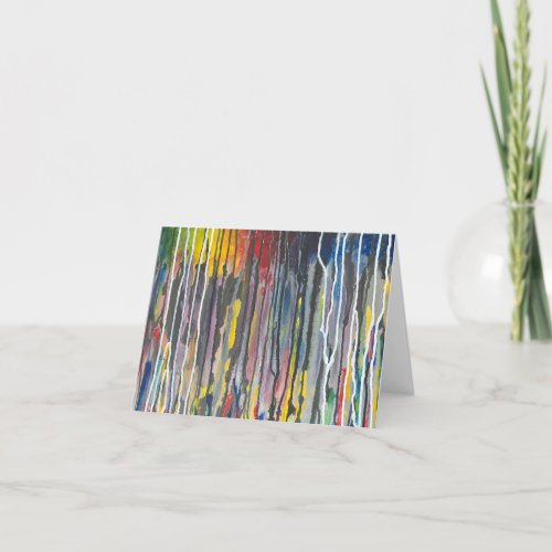 Drip Paint Abstract Art Rainbow Thank You Cards