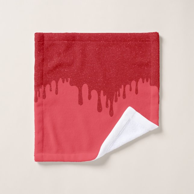 Drip Pattern Tomato Red Washcloth – Customizable (Wash Cloth)
