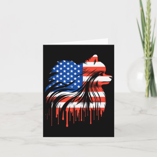 Drip Pomeranian American Usa Flag 4th Of July  Card