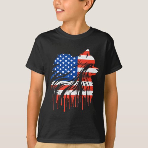 Drip Pomeranian American Usa Flag 4th Of July  T_Shirt