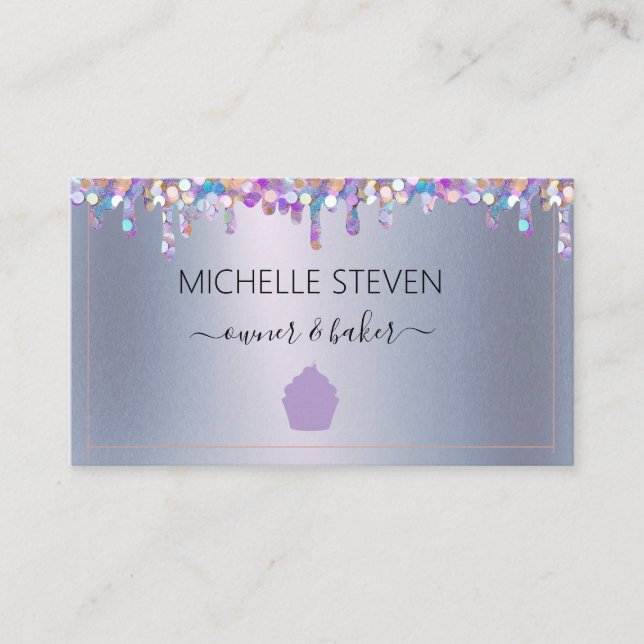 Drip Purple Bakery Business Card (Front)