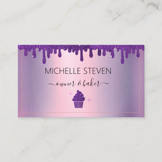 Drip Purple Bakery Business Card (Front)