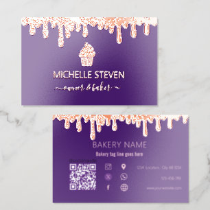 Drip Purple Bakery  Foil Spot Gloss Business Cards
