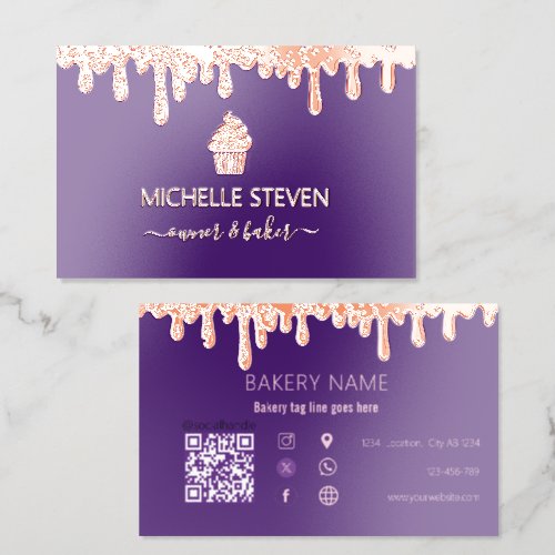 Drip Purple Bakery Foil Spot Gloss Business Cards
