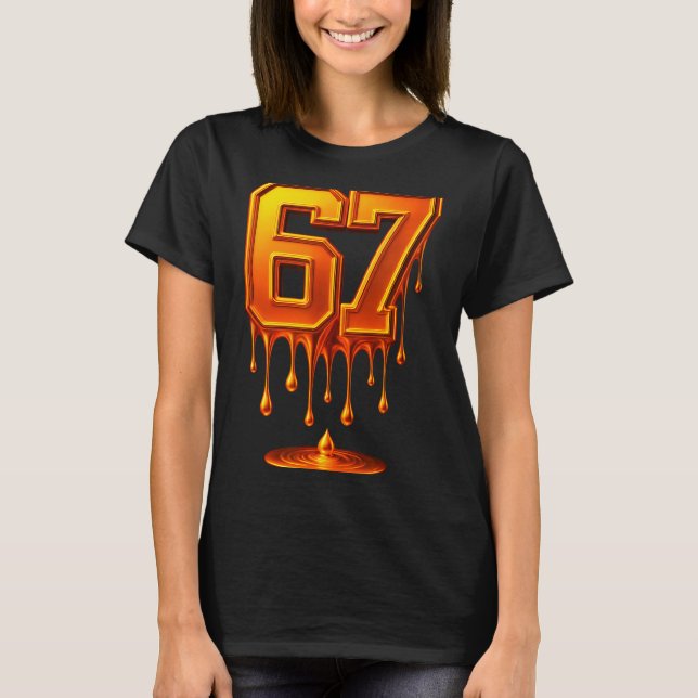 Dripng Gold 67 Meme Respect The Drip 67 Golden Aur T-Shirt (Front)