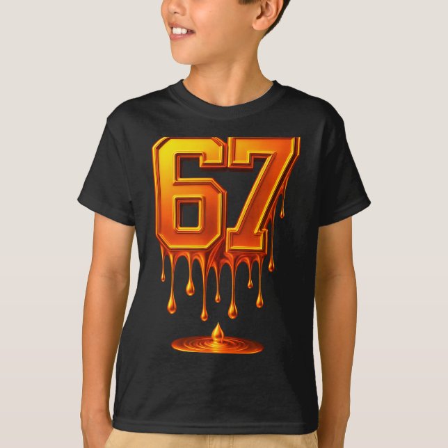 Dripng Gold 67 Meme Respect The Drip 67 Golden Aur T-Shirt (Front)