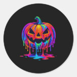 Dripng Paint Art Pumpkin Halloween Comfort Colors  Classic Round Sticker