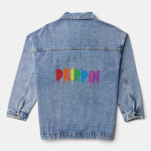 Drippin Colorful Rainbow Hip Hop Lovers Dripping S Denim Jacket