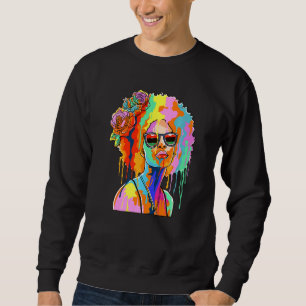 Dripping Afro Inspired Dripping Paint Girl Related Sweatshirt