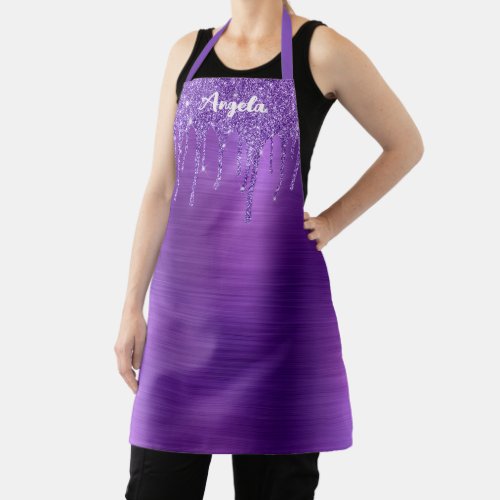 Dripping Amethyst Glitter Glam Personalized Apron