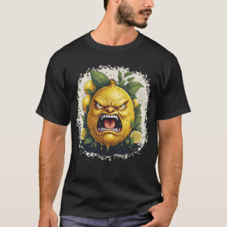 Dripping Angry Lemon with Bold Leaves T-Shirt