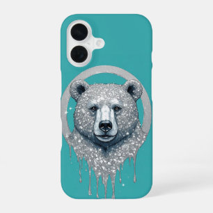 Dripping Bear Head Street Art Wildlife Portrait iPhone 16 Case