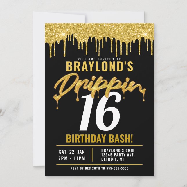 Dripping Birthday Party Invitation (Front)