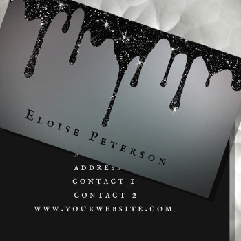 Dripping Black Glitter Business Card by musickitten at Zazzle