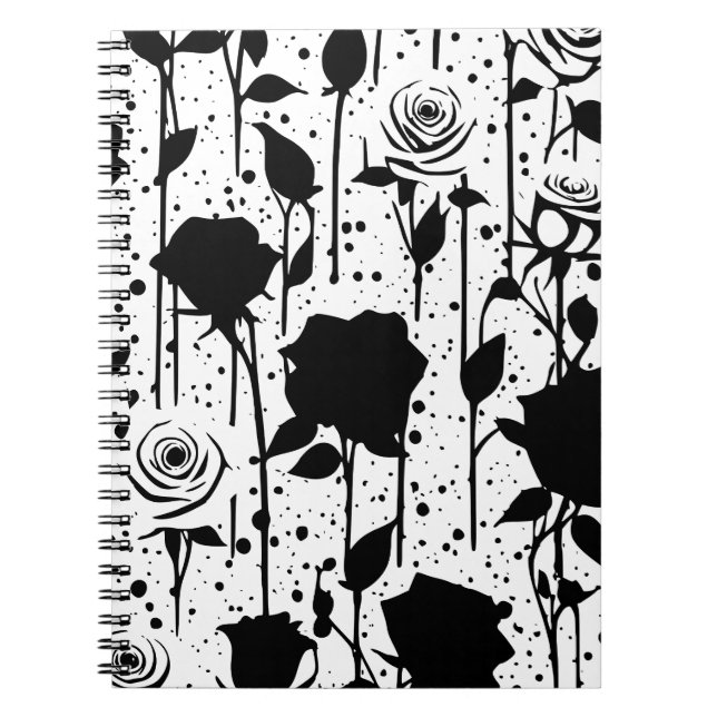 Dripping Black Roses Spiral Notebook (Front)