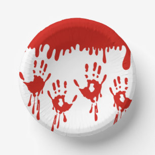 Dripping Blood and Handprints Halloween Paper Bowls