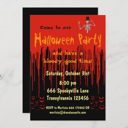 Dripping Blood Halloween Invitation