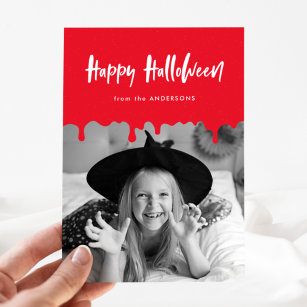 Dripping Blood Red Halloween Photo Card